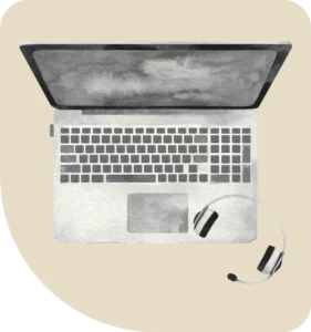 Laptop with Headphones