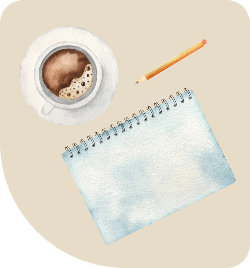 Decorate Coffee, Book, and Pencil